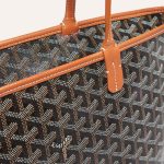 Goyard Goyardine Artois Tote PM Black Canvas & Brown Chevroches Calfskin Palladium Hardware - Image 4